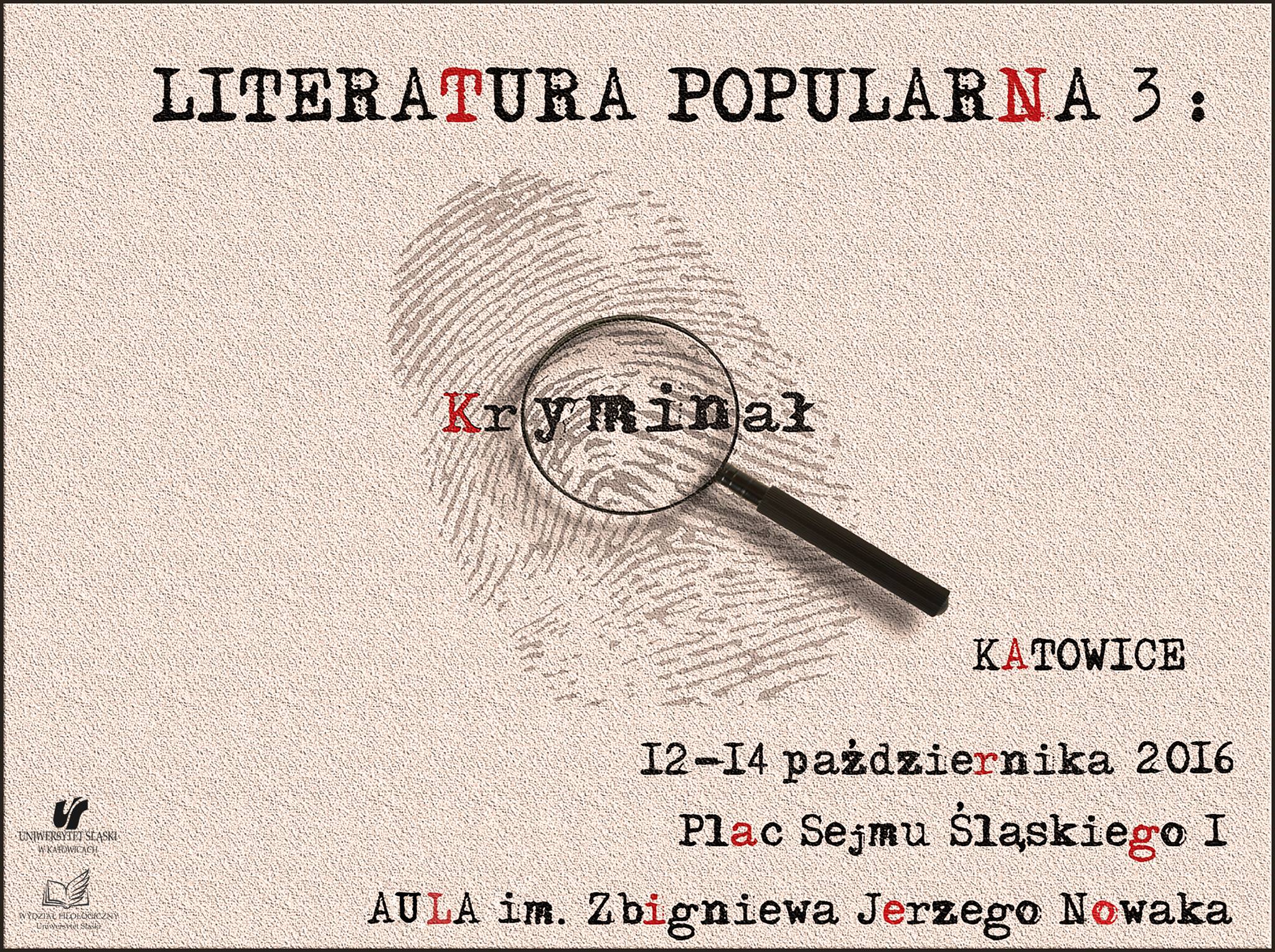 Konferencja naukowa pt. „Literatura popularna 3: Kryminał”