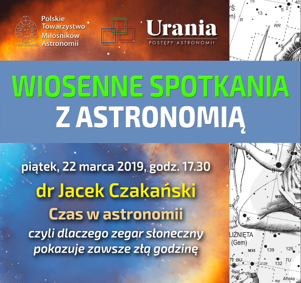 Wykład pt. „Czas w astronomii, czyli dlaczego zegar słoneczny pokazuje zawsze złą godzinę”